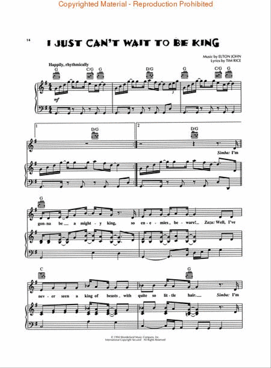 The Lion King Piano, Vocal, Guitar scores gallery preview page 3