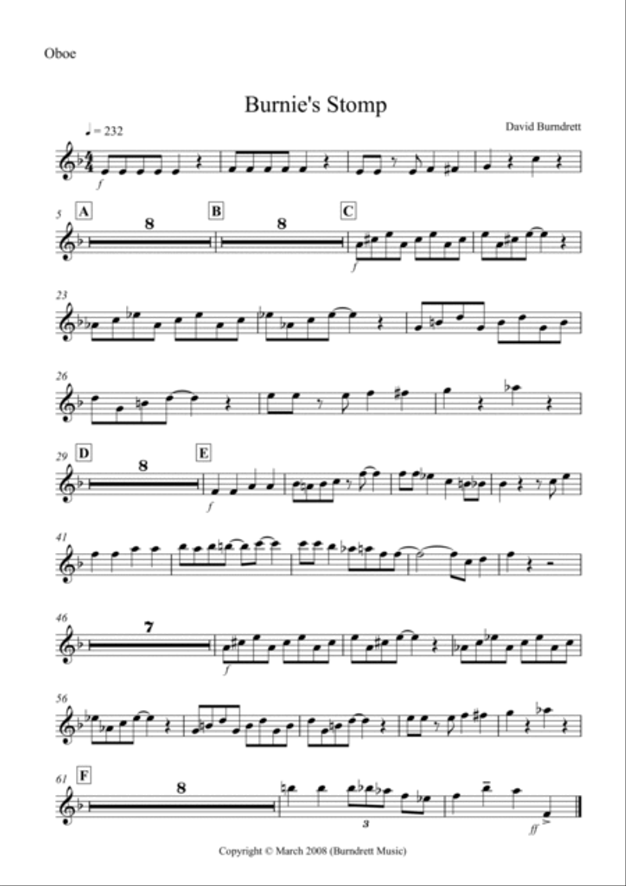 Burnie's Stomp for Wind Quintet Woodwind Quartet scores gallery preview page 6