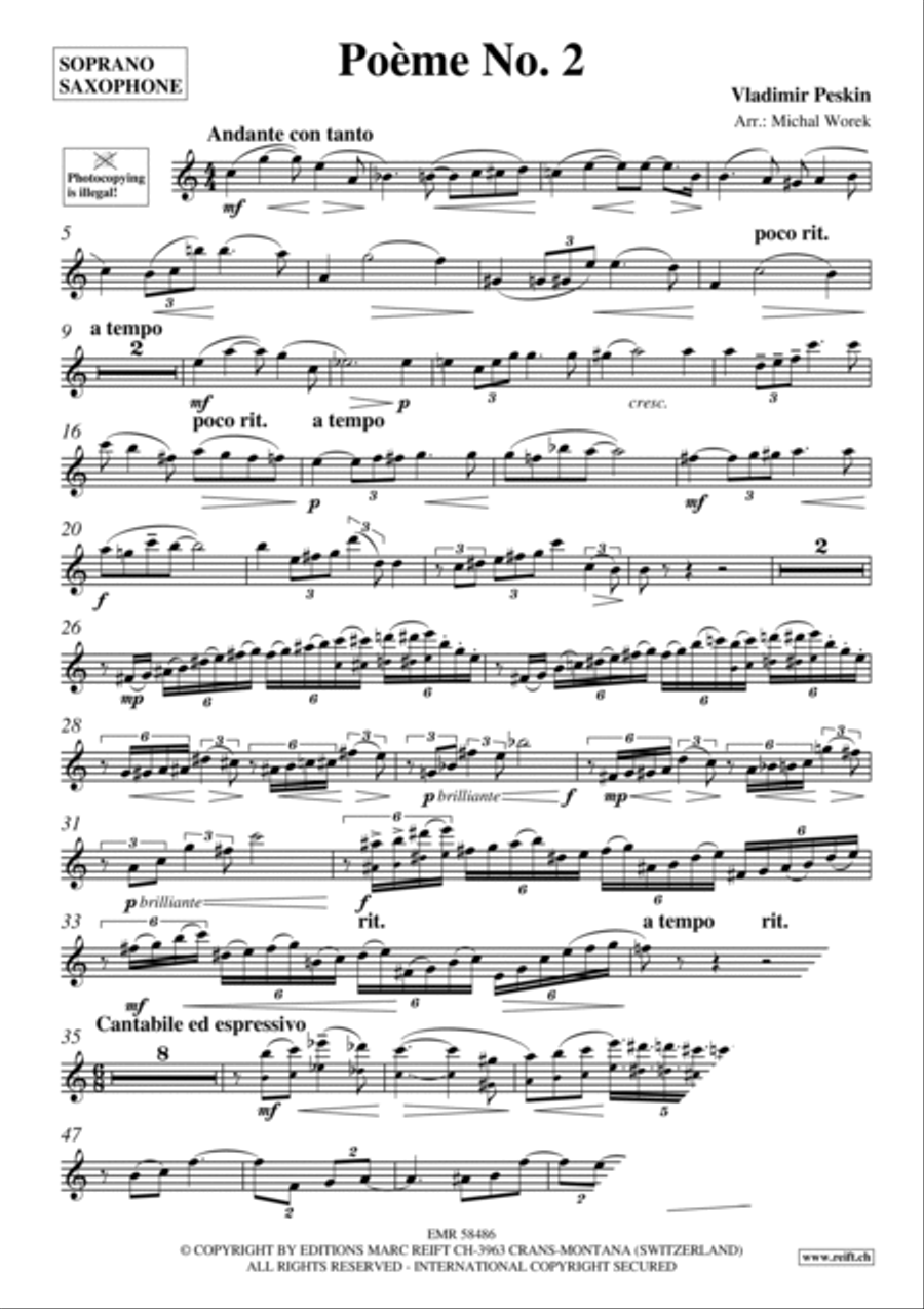 Poeme No. 2 Soprano Saxophone scores gallery preview page 3