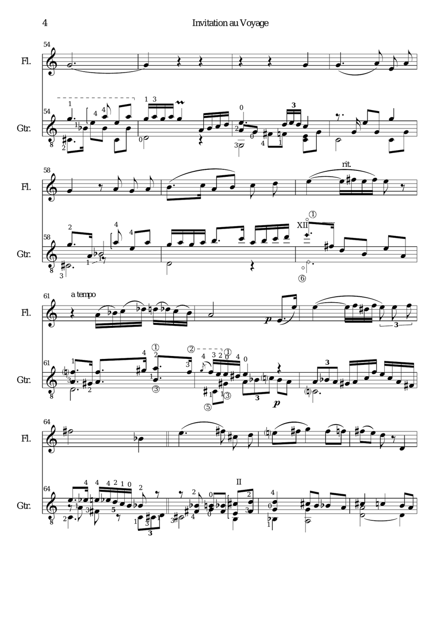 Invitation to the journey (Diepenbrock) for flute and guitar Flute scores gallery preview page 4