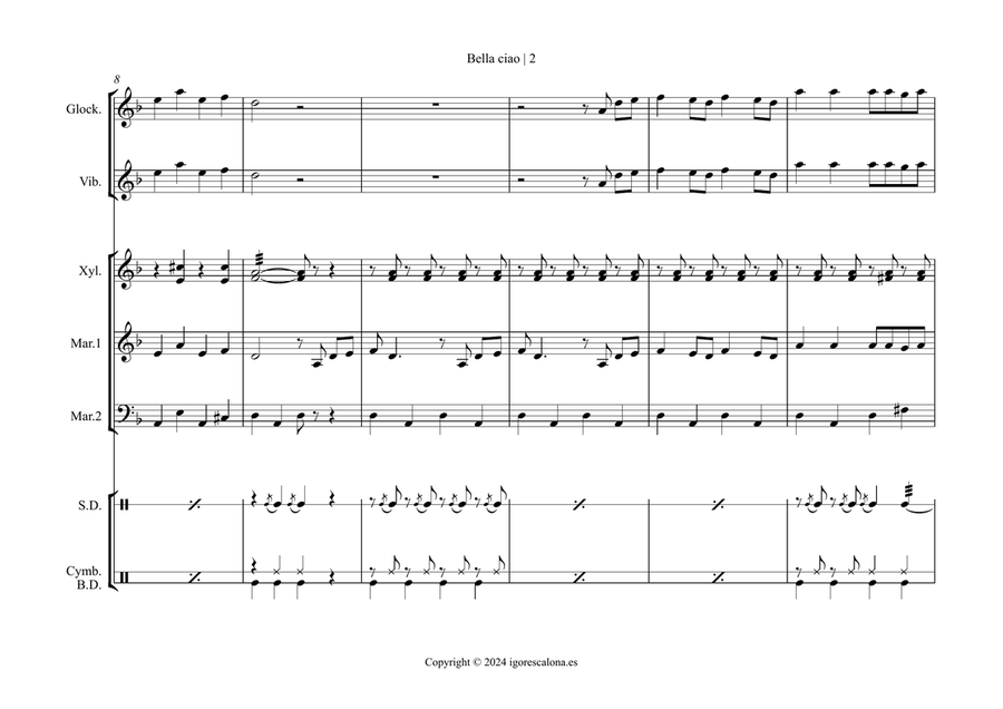 Bella Ciao Percussion Ensemble scores gallery preview page 4