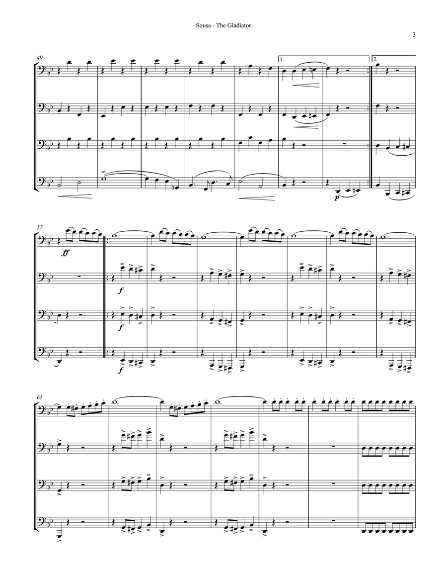 Gladiator March for Trombone Quartet Trombone Quartet scores gallery preview page 3