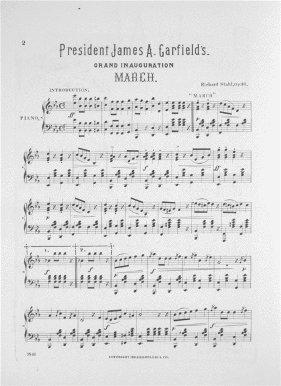 President James A. Garfield's Grand Inauguration March Piano Solo scores gallery preview page 2