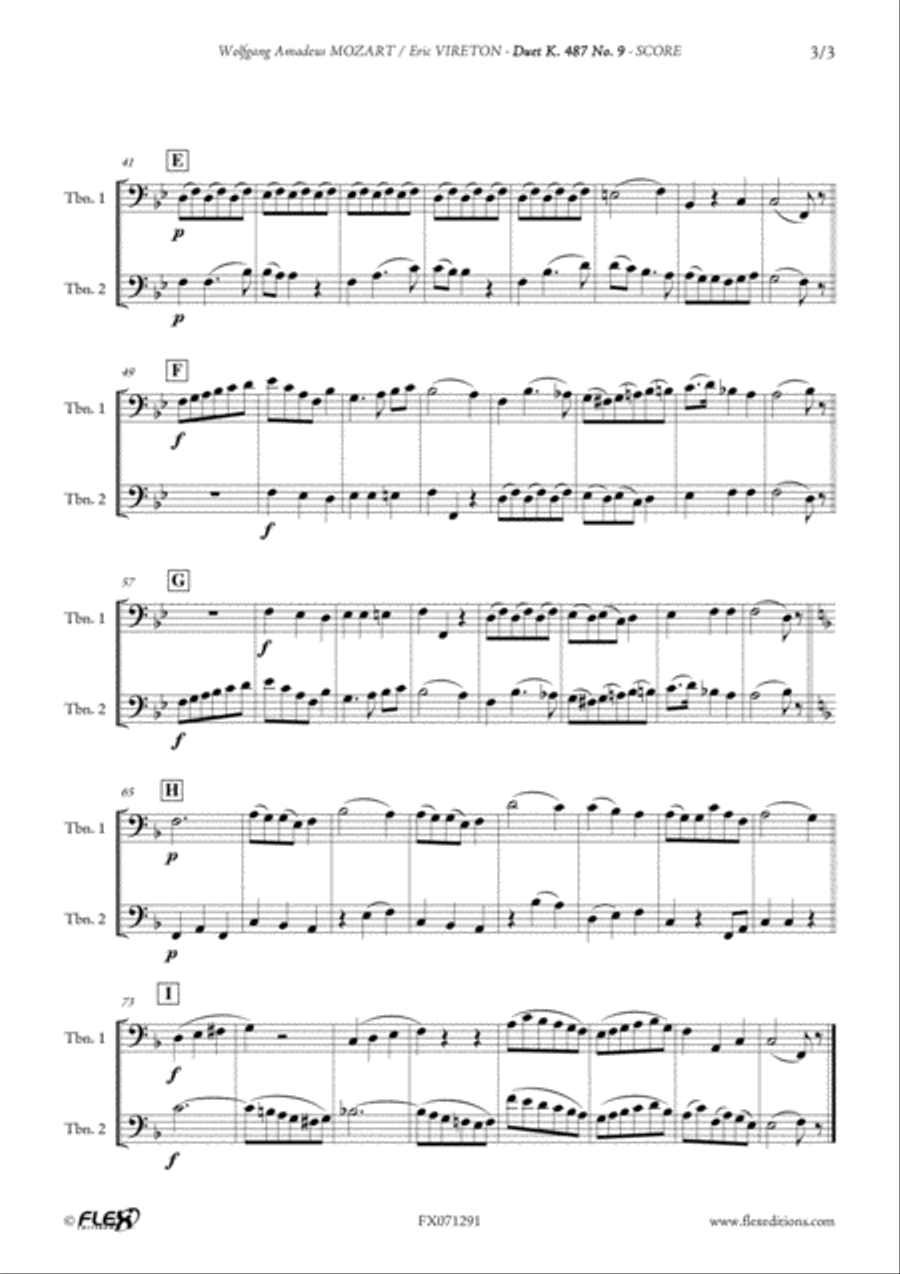 Duet K.487 No. 9 Trombone Duet scores gallery preview page 3