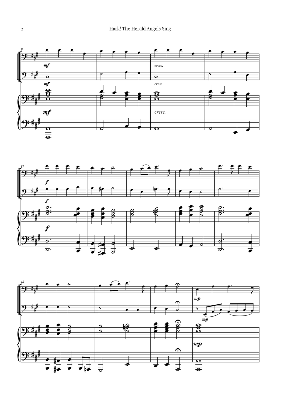 Hark! The Herald Angels Sing - Christmas Carol Duet String Duet scores gallery preview page 2