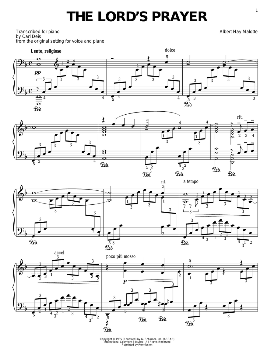 The Lord's Prayer The Lord's Prayer Piano Solo scores gallery preview page 1