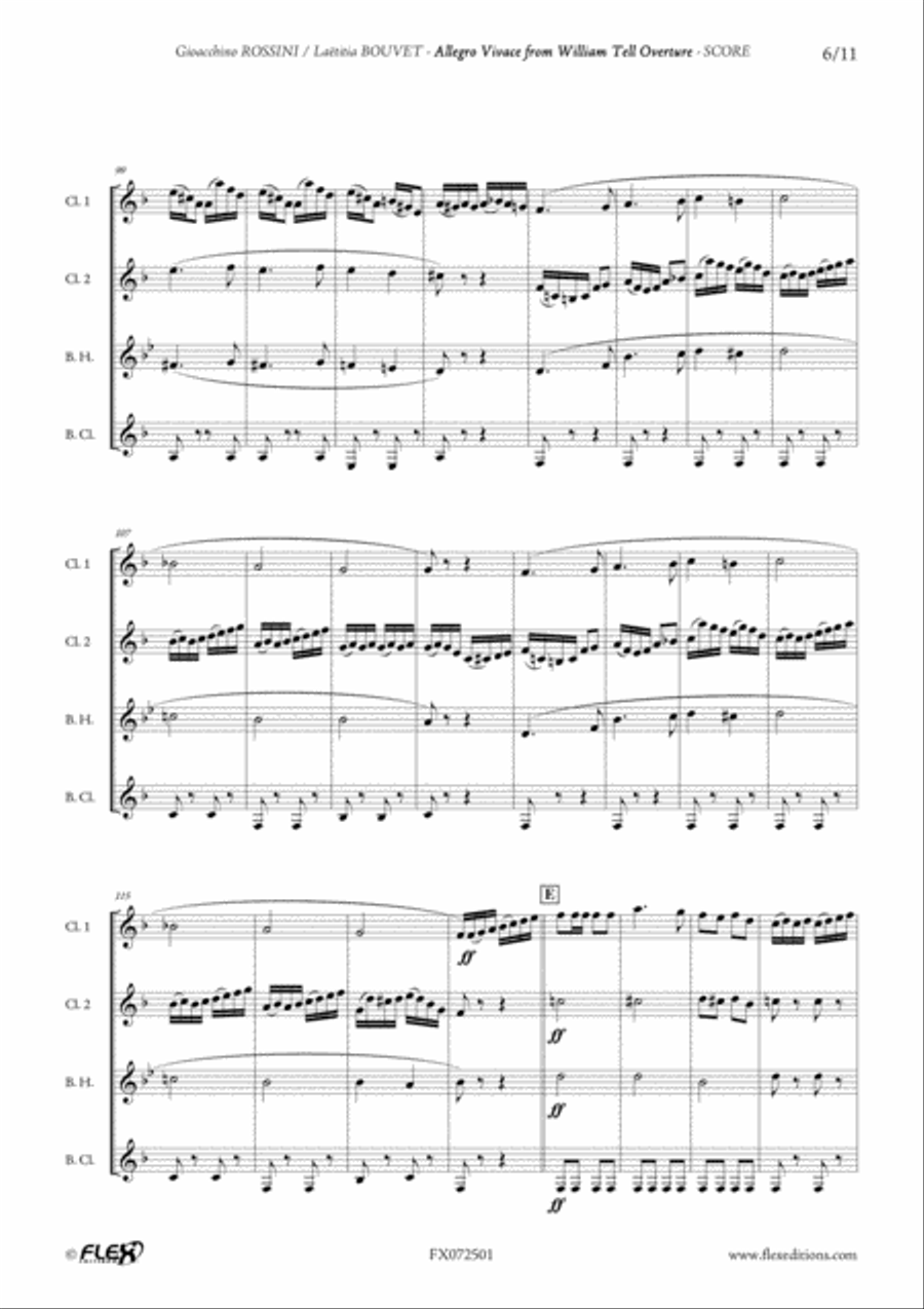 Allegro Vivace from William Tell Overture Clarinet Quartet scores gallery preview page 6