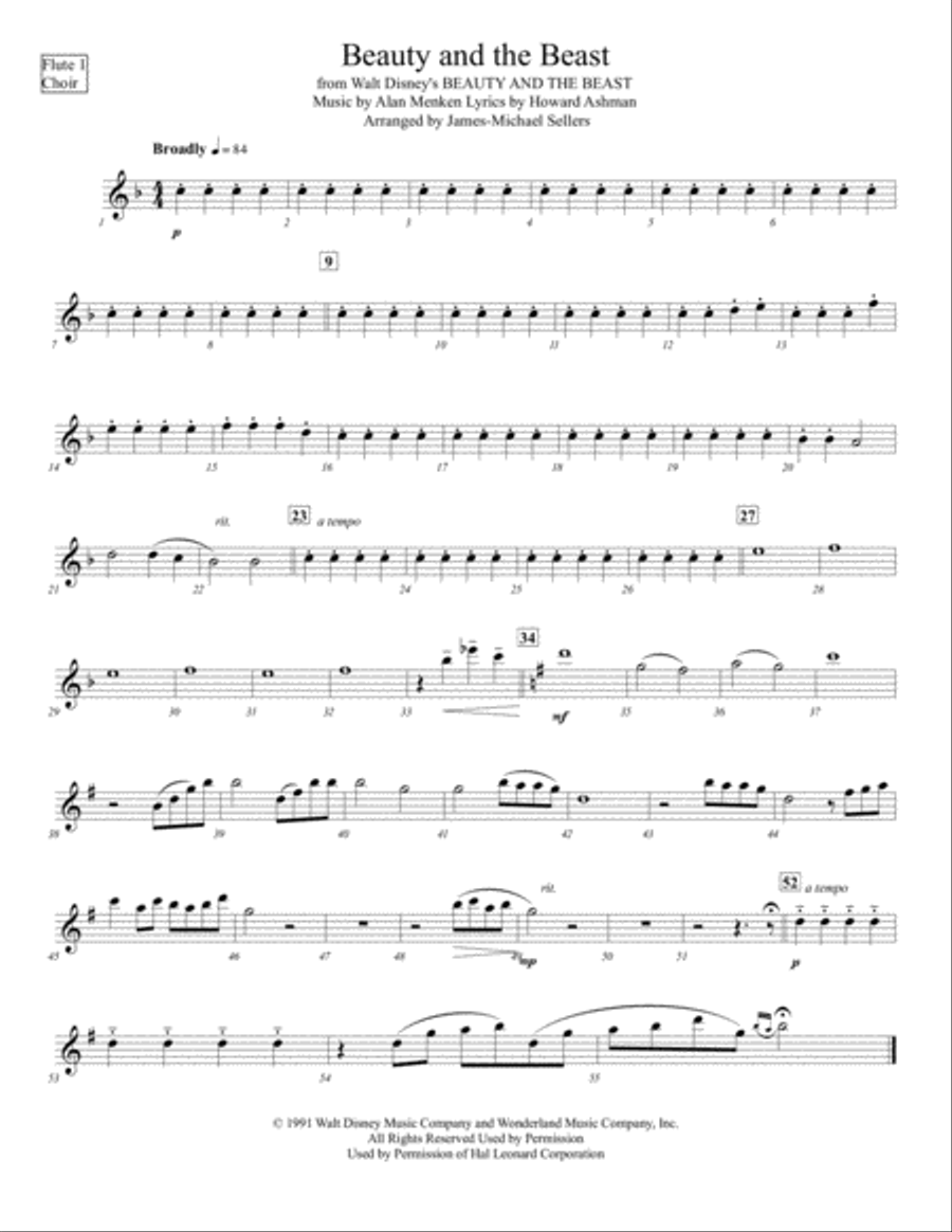 Beauty And The Beast Beauty And The Beast Flute Choir scores gallery preview page 6
