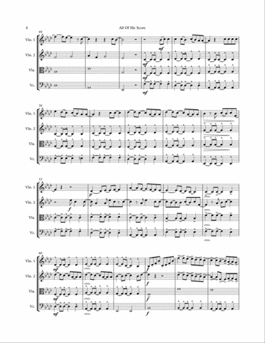 All Of Me All Of Me String Quartet scores gallery preview page 5