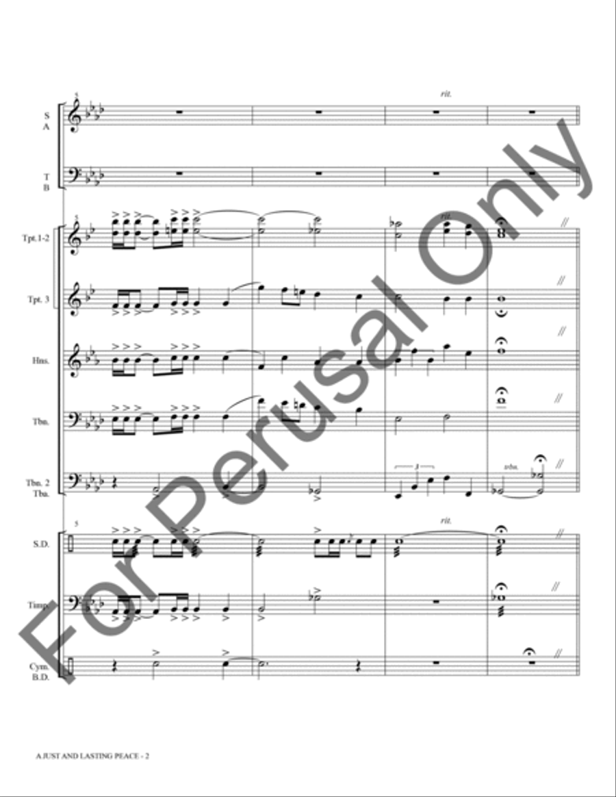 A Just And Lasting Peace (Brass and Percussion Score/Parts) Choir scores gallery preview page 3
