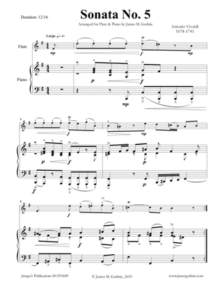 Book cover for Vivaldi: Sonata No. 5 for Flute & Piano