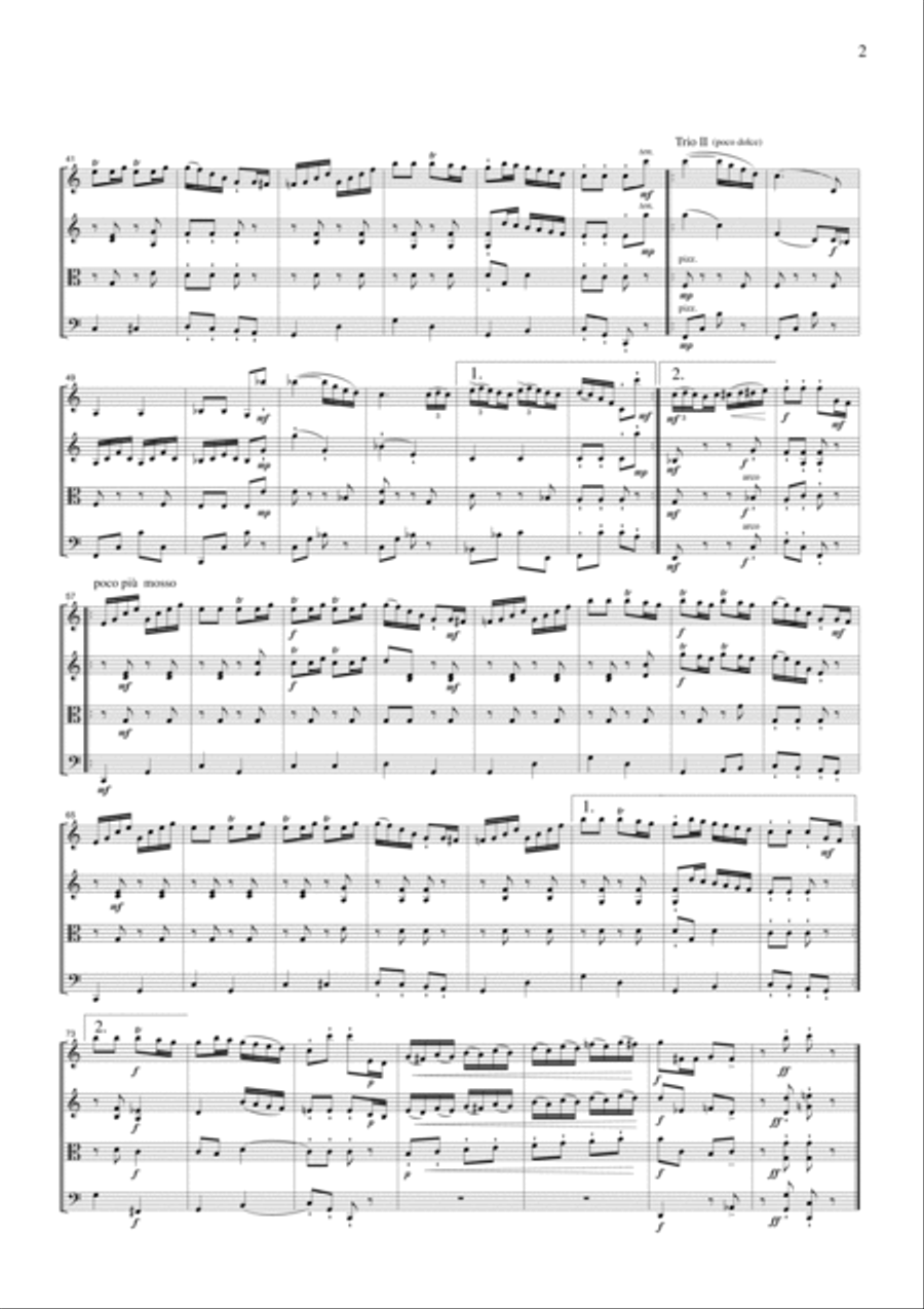 Clarinet Polka, for string quartet, JM005 String Quartet scores gallery preview page 2