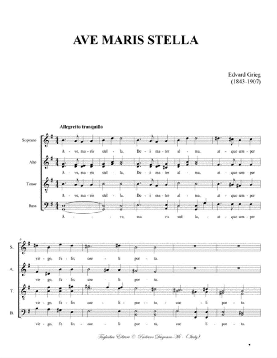 AVE MARIS STELLA - Grieg - For SSAATTBB Divisi scores gallery preview page 2