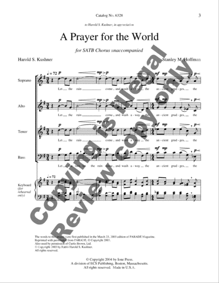 A Prayer for the World A Prayer for the World 4-Part scores gallery preview page 8