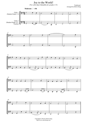 Joy to the World (for cello duet, suitable for grades 1-5)