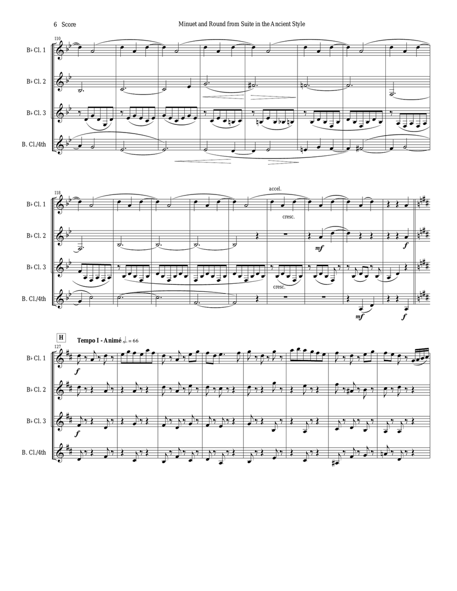Minuet and Round from d'Indy Suite in the Ancient Style set for Clarinet Quartet Clarinet Quartet scores gallery preview page 6