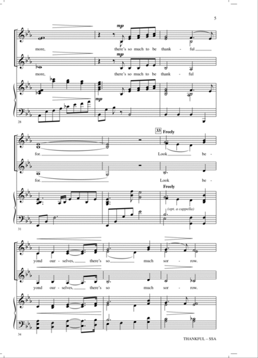 Thankful (arr. Mark Hayes) SSA scores gallery preview page 4