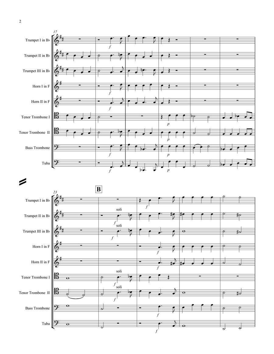 Two Sacred Choruses, Op. 115 for 9-part Brass Ensemble Brass Ensemble scores gallery preview page 2