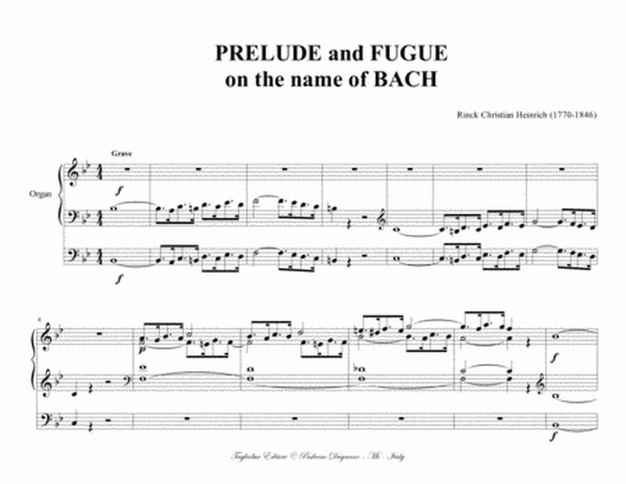 PRELUDE and FUGUE on the name of BACH - C.H. Rinck - For Organ 3 staff image number null
