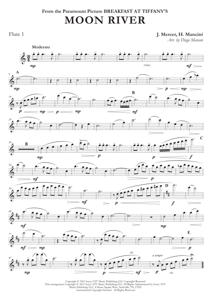 Moon River Moon River Woodwind Quartet scores gallery preview page 1