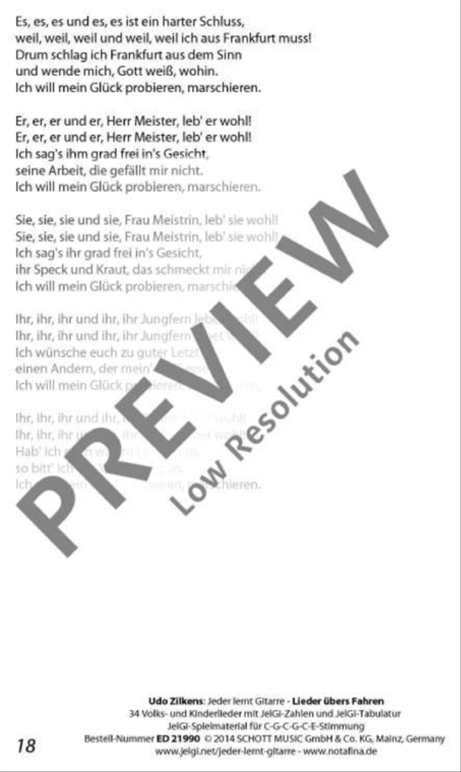 Jeder lernt Gitarre - Lieder übers Fahren Classical Guitar scores gallery preview page 19