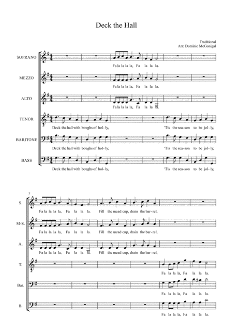 Deck The Hall (SSATBB) Divisi scores gallery preview page 1