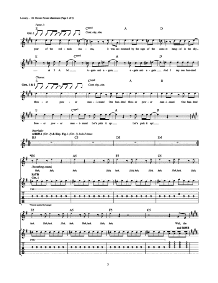 100 Flower Power Maximum 100 Flower Power Maximum Electric Guitar scores gallery preview page 3