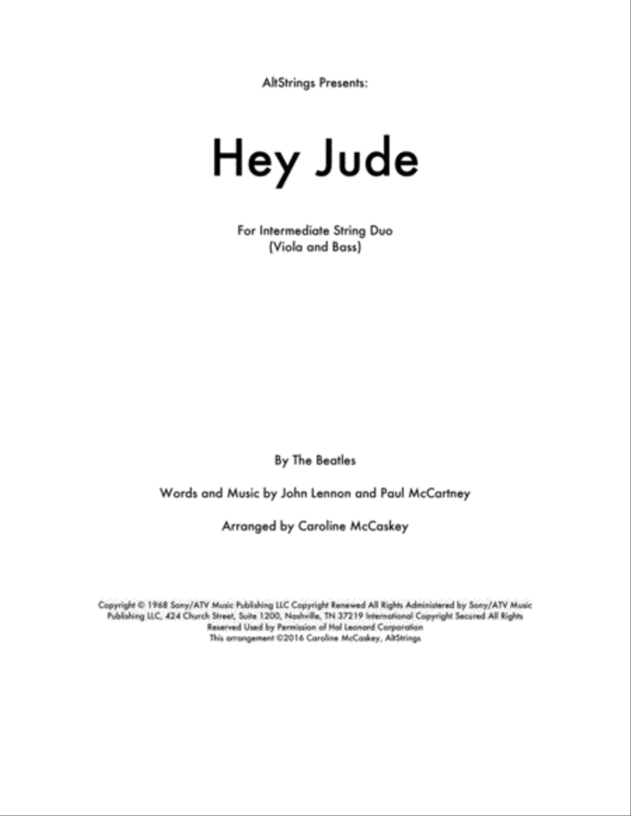Hey Jude Hey Jude String Duet scores gallery preview page 1