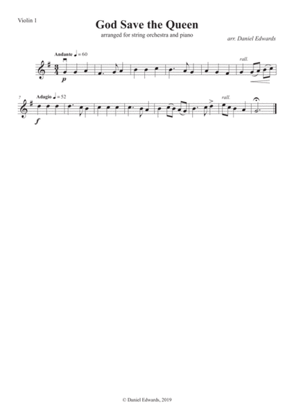 God Save the Queen - arranged for string orchestra and piano image number null