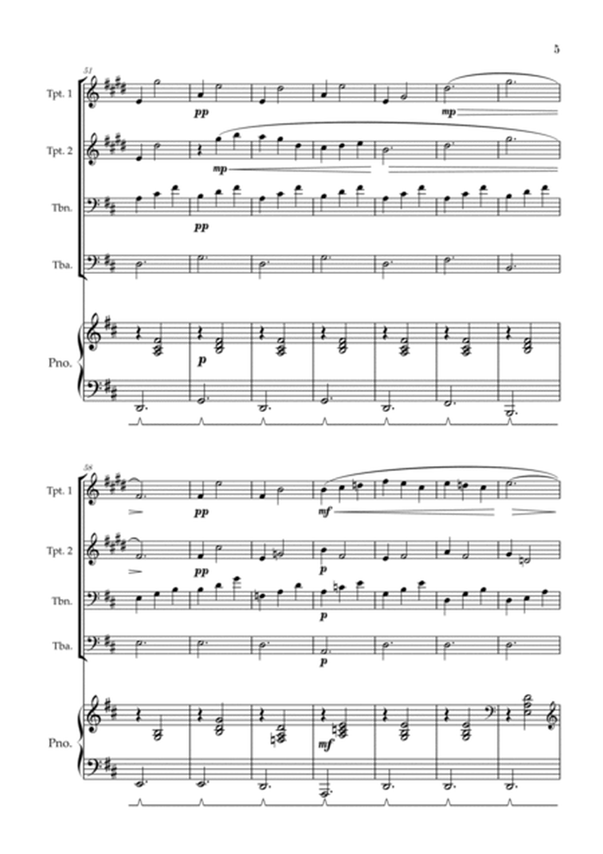Gymnopédie no 1 | Brass Quartet | Original Key| Piano accompaniment |Easy intermediate image number null