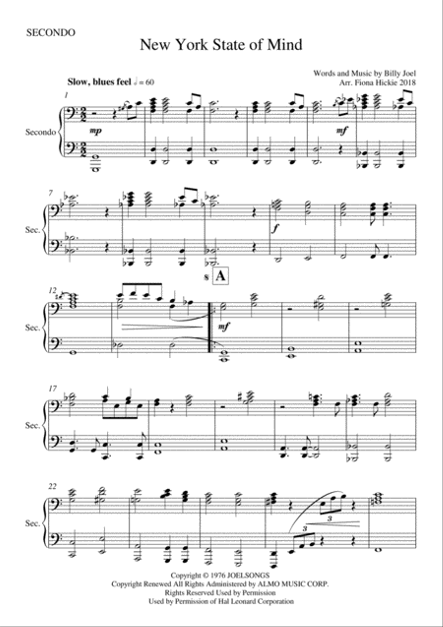 New York State Of Mind New York State Of Mind 1 Piano, 4-Hands scores gallery preview page 2