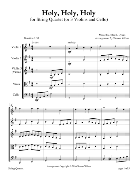 Holy, Holy, Holy (for String Quartet)