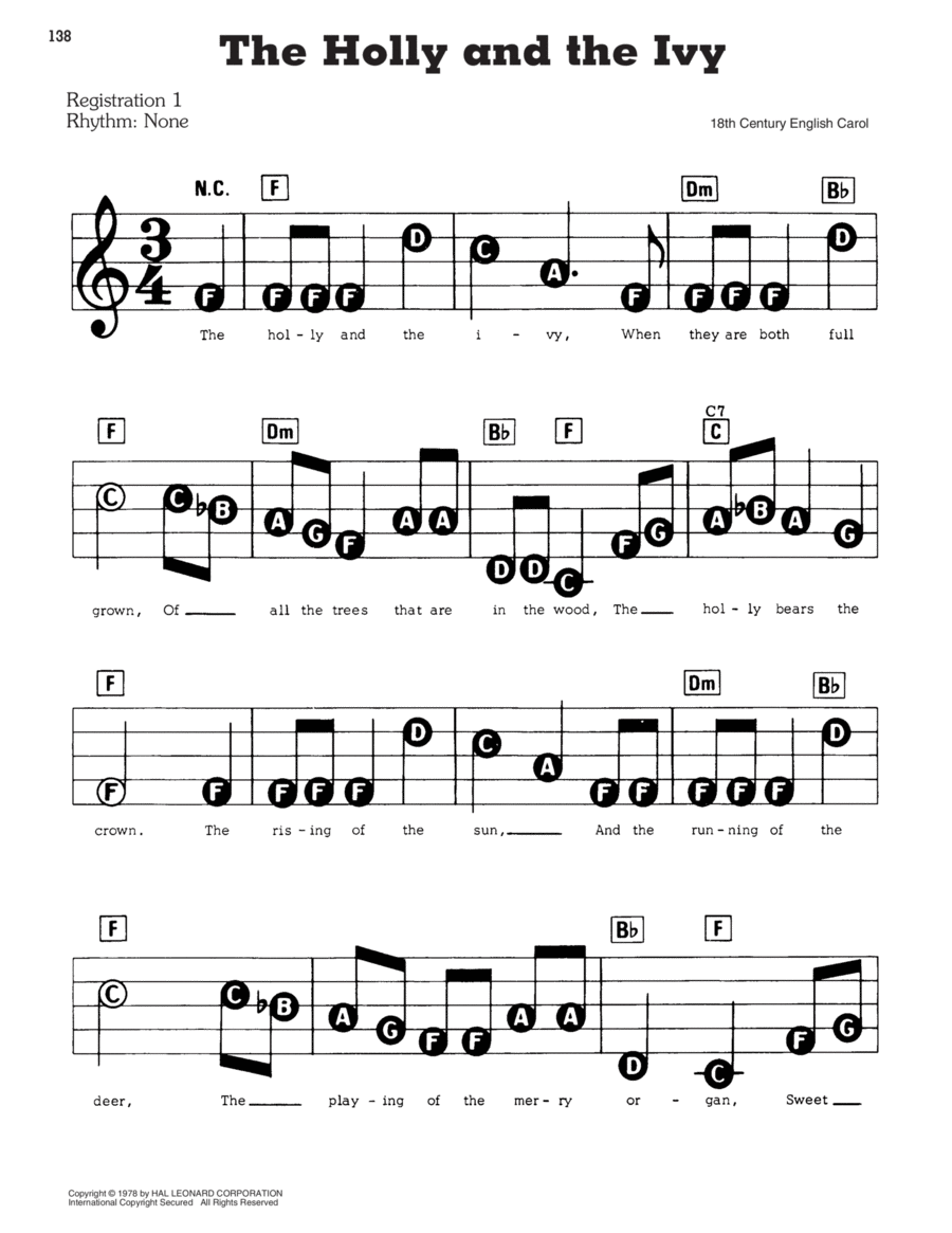 The Holly And The Ivy Electronic Keyboard scores gallery preview page 1
