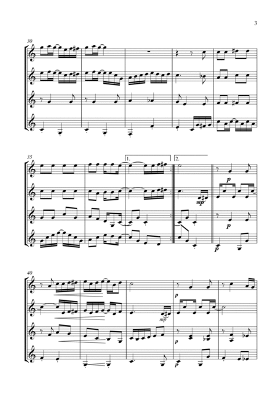 The Entertainer Rag Woodwind Quartet scores gallery preview page 3