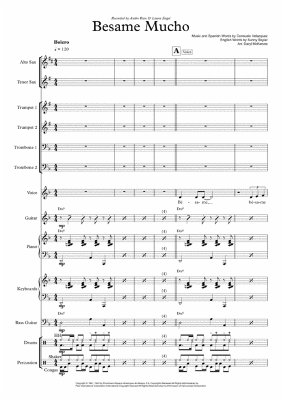 Besame Mucho (Kiss Me Much) Besame Mucho (Kiss Me Much) Tenor Saxophone scores gallery preview page 1