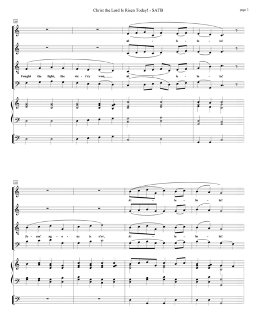 Christ the Lord is Risen Today! with Organ Accomp. 4-Part scores gallery preview page 3