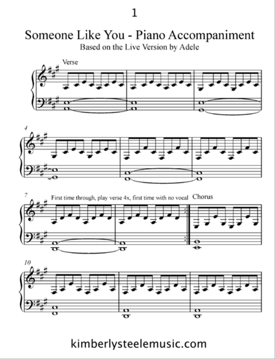 Someone Like You Piano Solo scores gallery preview page 1