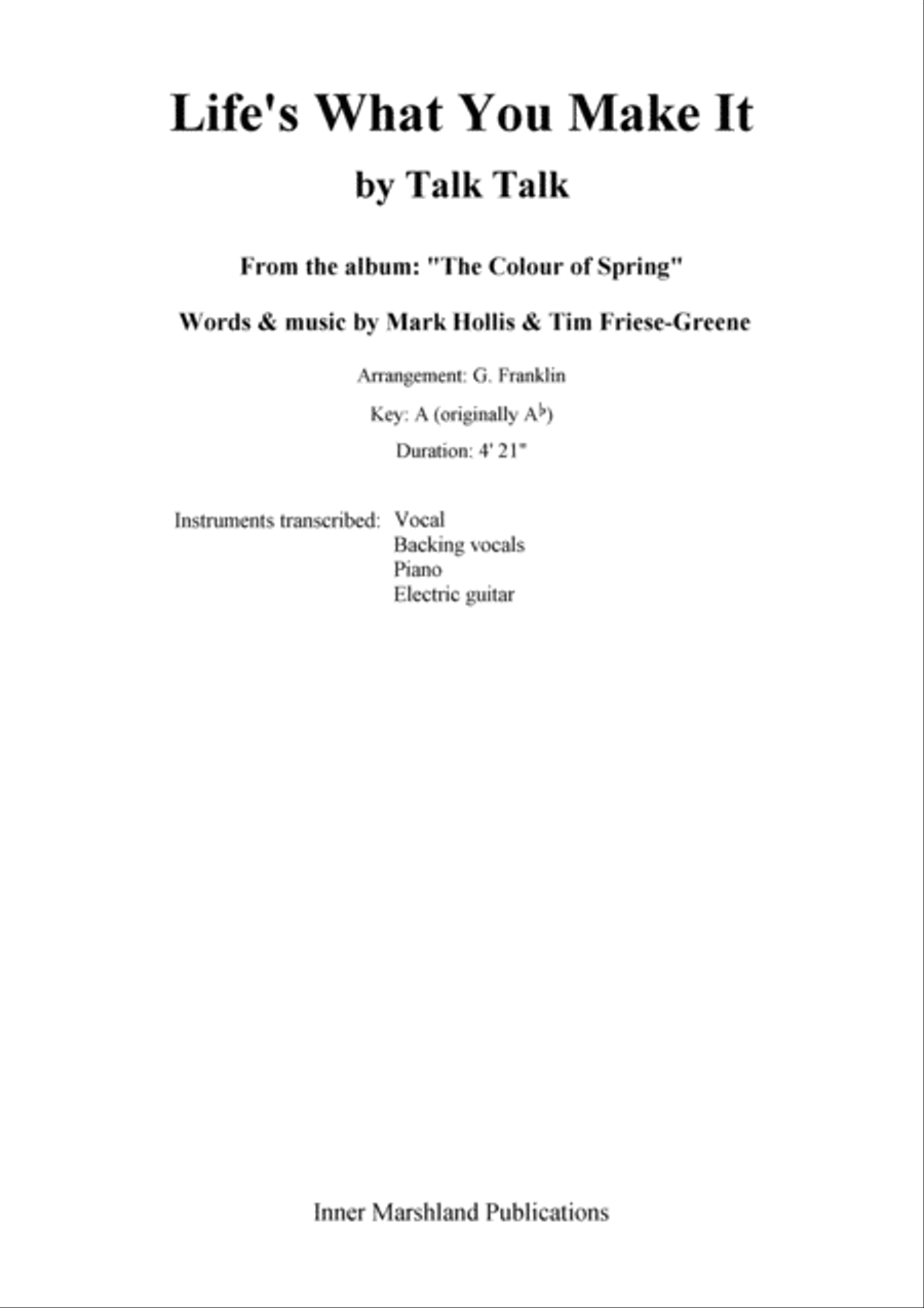 Life's What You Make It Piano, Vocal, Guitar scores gallery preview page 1
