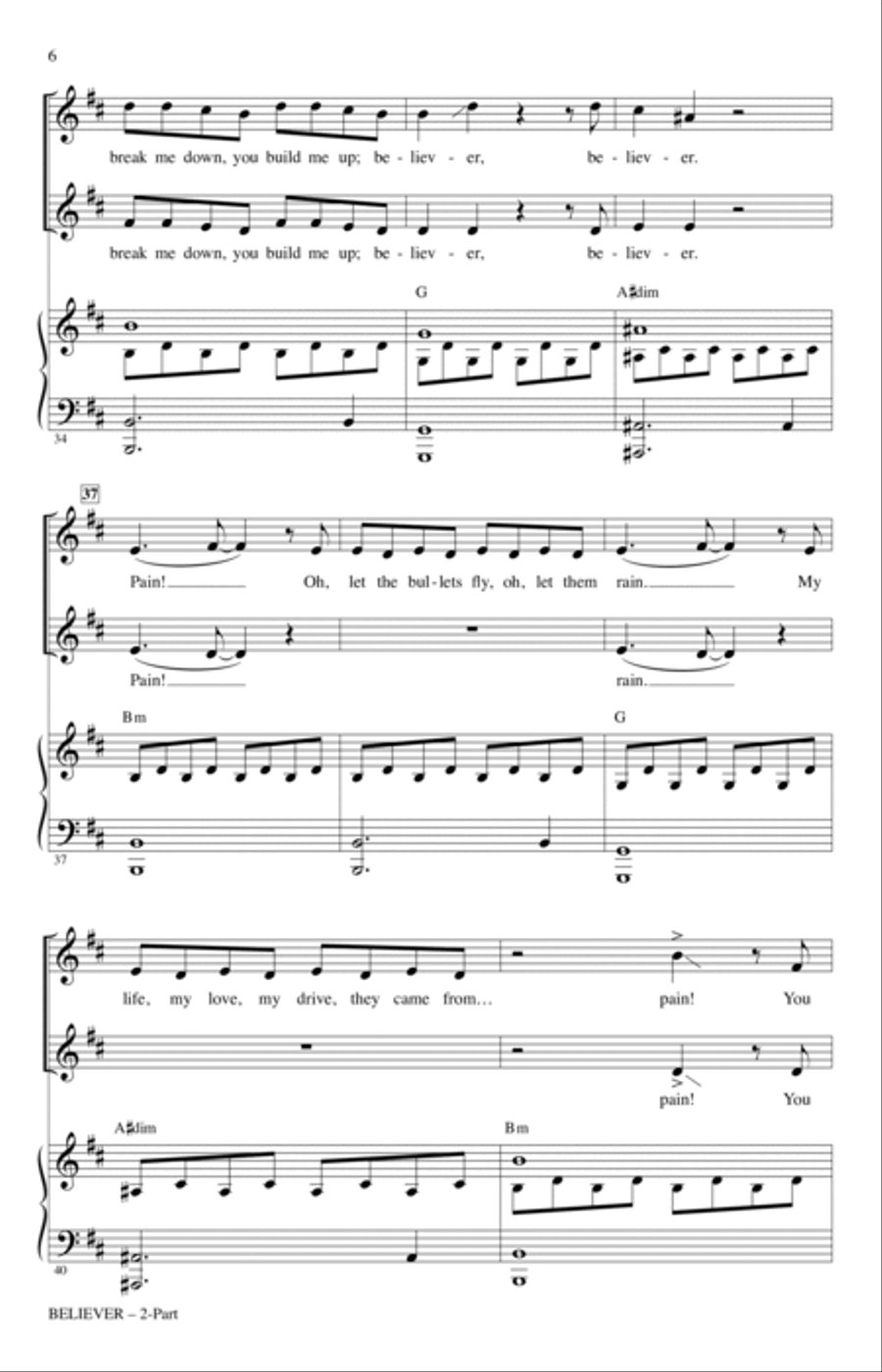 Believer (arr. Mark Brymer) 2-Part scores gallery preview page 5