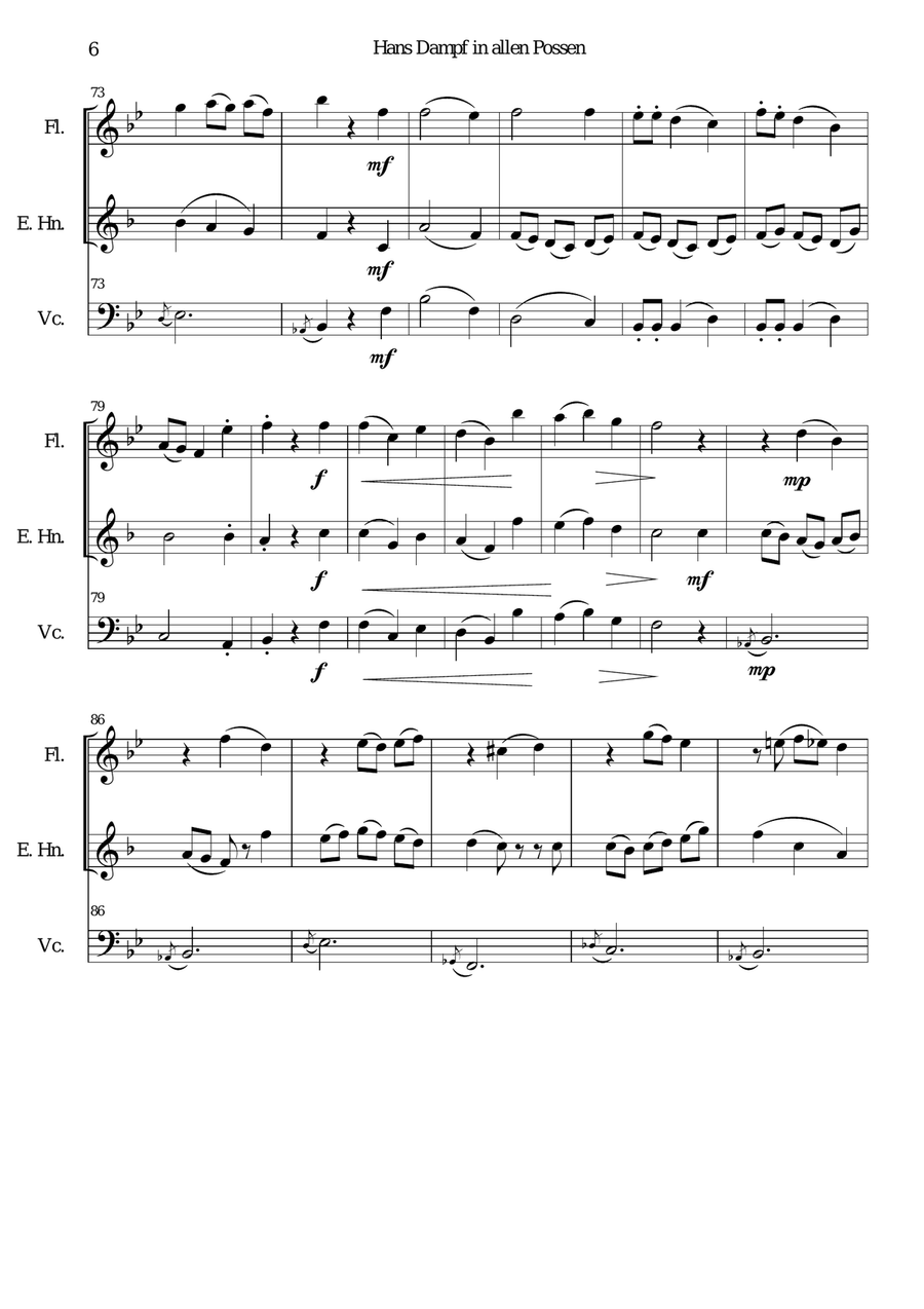 Hans Dampf in allen Possen (Jack of all tricks) for flute, cor anglais and cello Small Ensemble scores gallery preview page 6