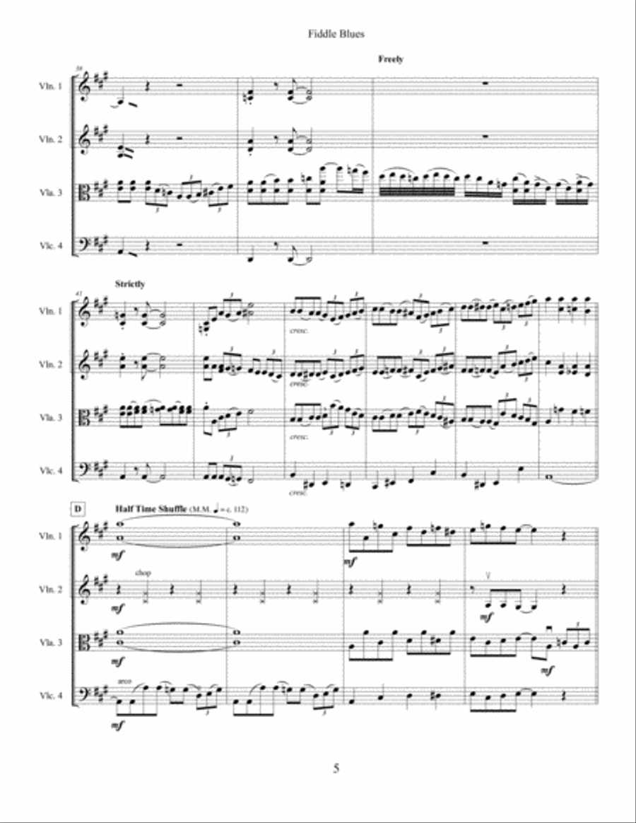 Fiddle Blues - String Quartet String Quartet scores gallery preview page 6