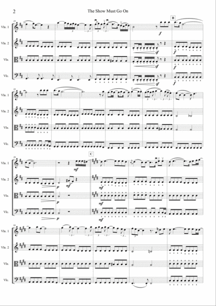 The Show Must Go On String Quartet scores gallery preview page 2