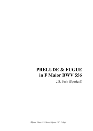 Book cover for PRELUDE & FUGUE in F Maior - BWV 556 - For Organ 3 staff