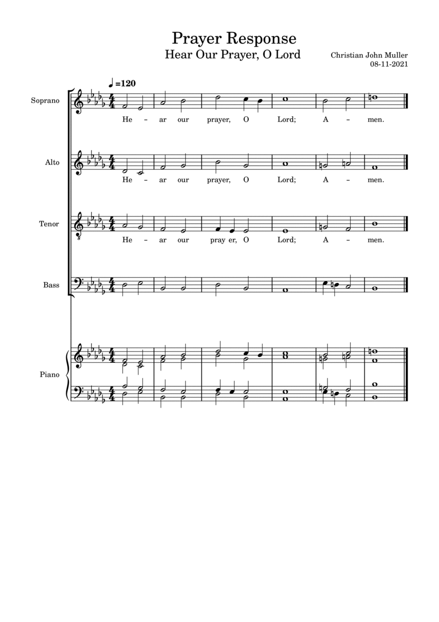 Prayer Response (Hear Our Prayer, O Lord) Voice scores gallery preview page 1