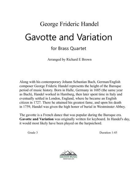 Gavotte and Variation - Brass Quartet image number null