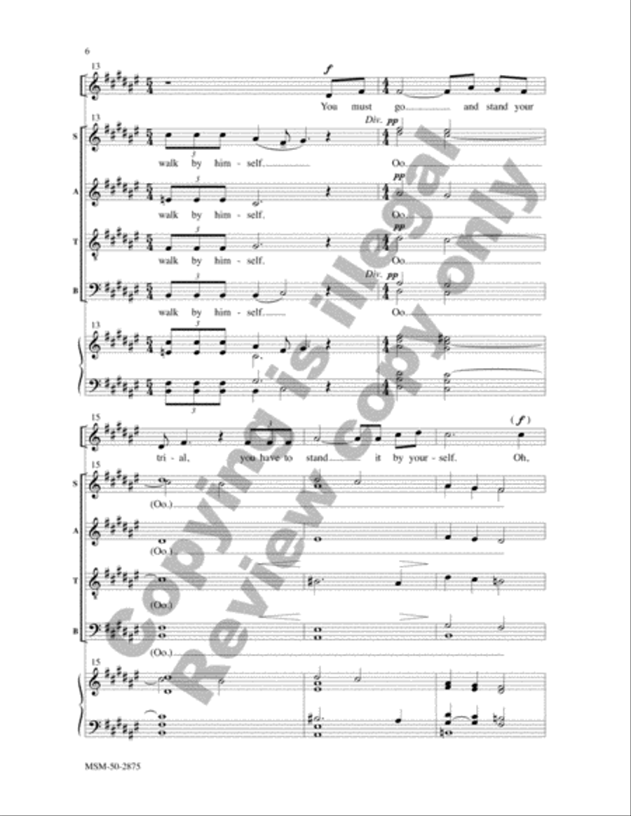 Jesus Walked This Lonesome Valley 4-Part scores gallery preview page 5