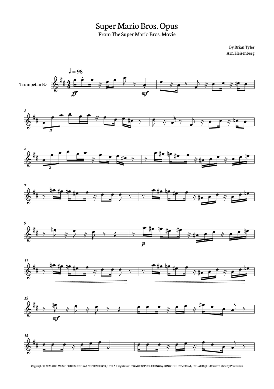 Super Mario Bros. Opus B-Flat Trumpet scores gallery preview page 1