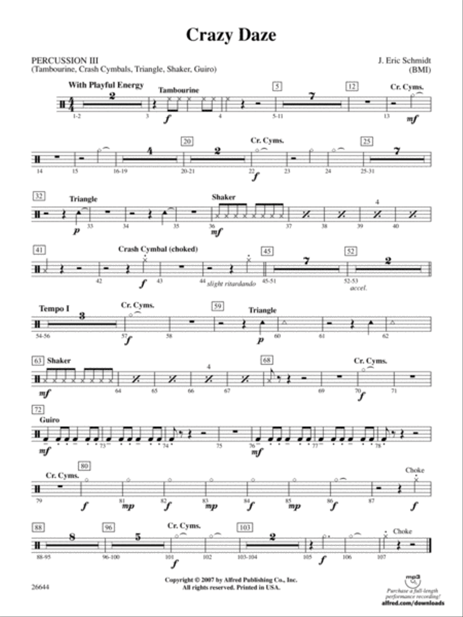 Crazy Daze: 3rd Percussion Full Orchestra scores gallery preview page 1