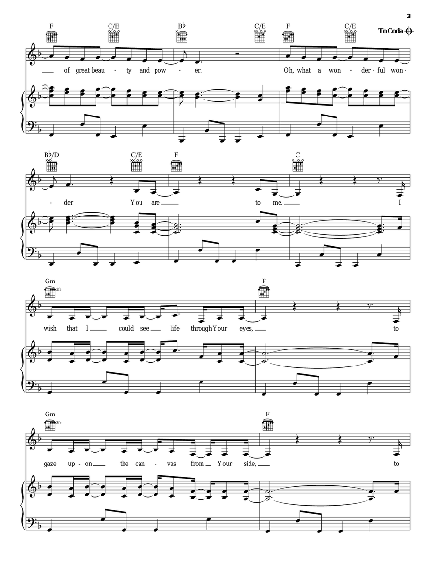 Wonderful Wonder Wonderful Wonder Piano, Vocal, Guitar scores gallery preview page 3