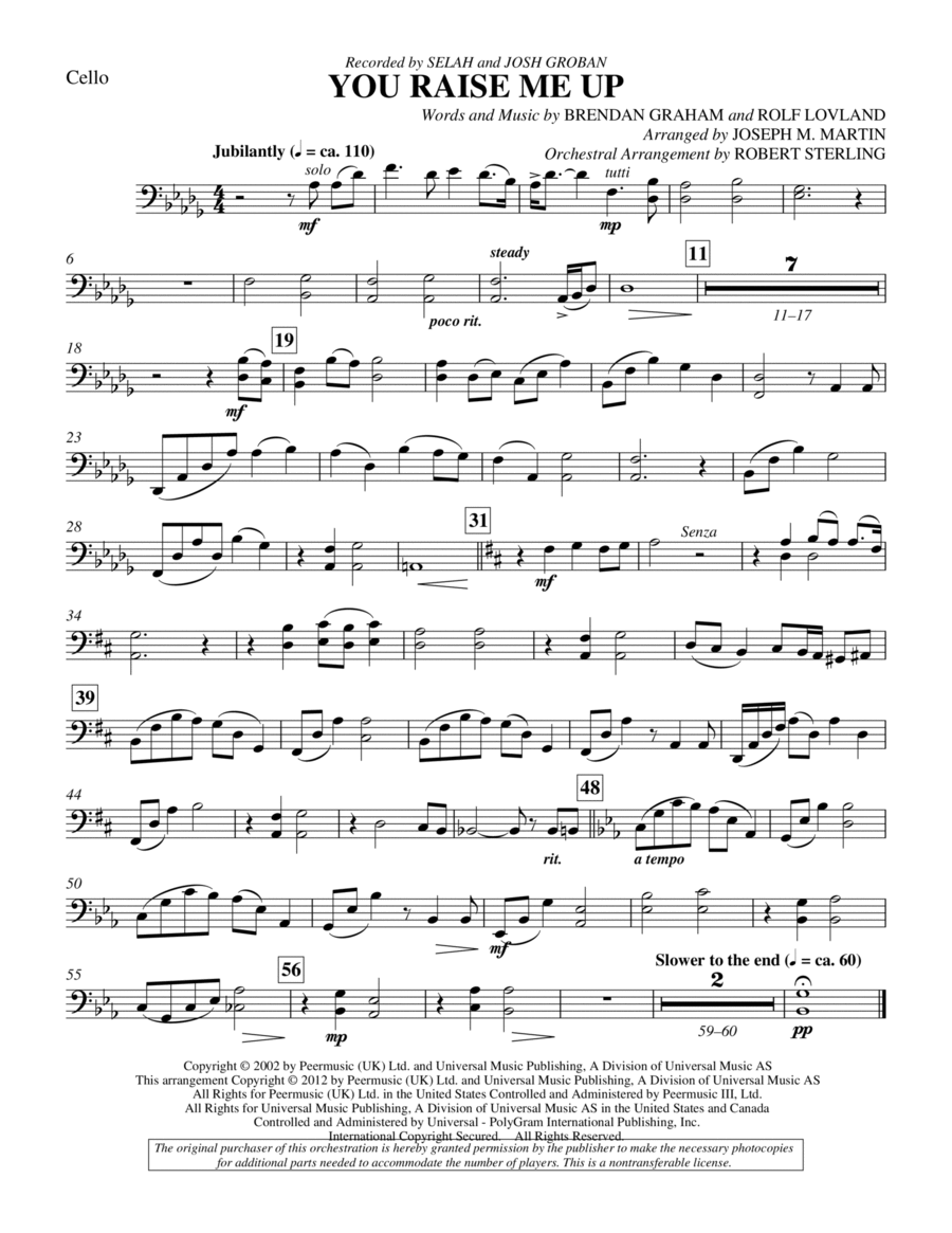 You Raise Me Up - Cello Choir scores gallery preview page 1
